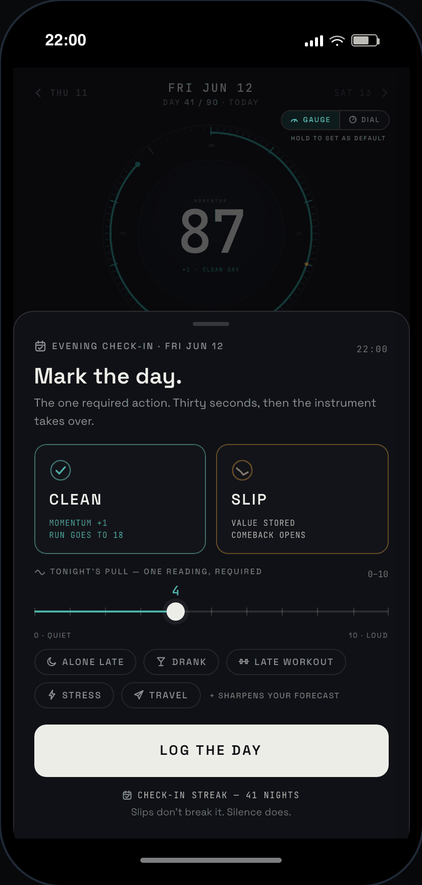CALIBRE check-in screen